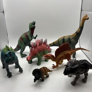 Vintage 2000 TM Brachiosaurus 1072-P4 & 6 Other Plastic Dinosaur Figure Toy Y2K